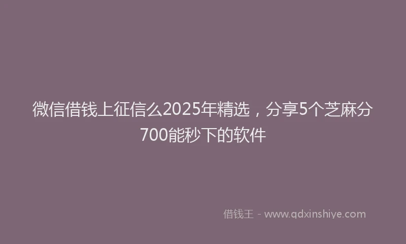 微信借钱上征信么2025年精选，分享5个芝麻分700能秒下的软件