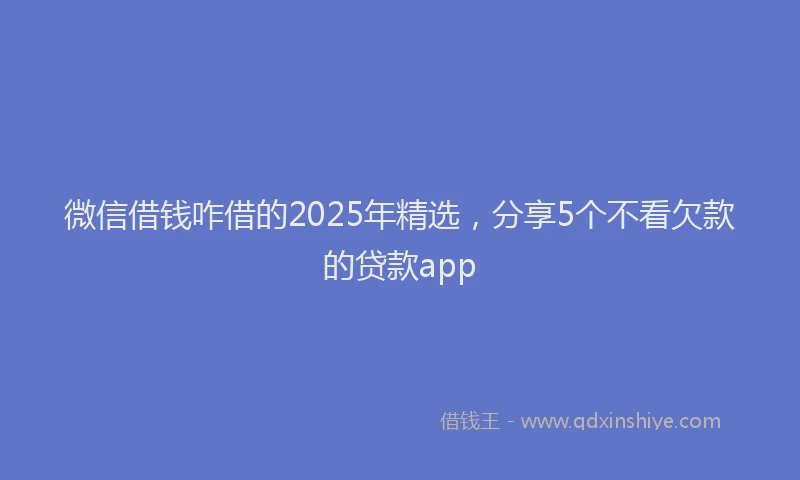 微信借钱咋借的2025年精选，分享5个不看欠款的贷款app