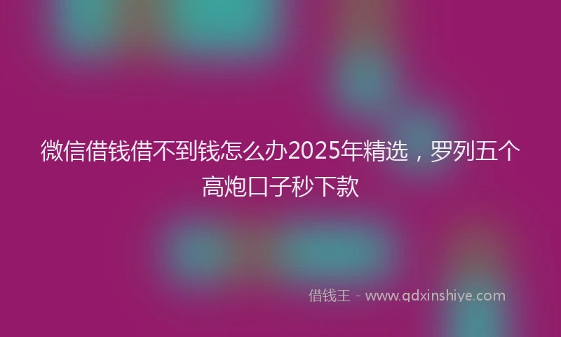微信借钱借不到钱怎么办2025年精选，罗列五个高炮口子秒下款