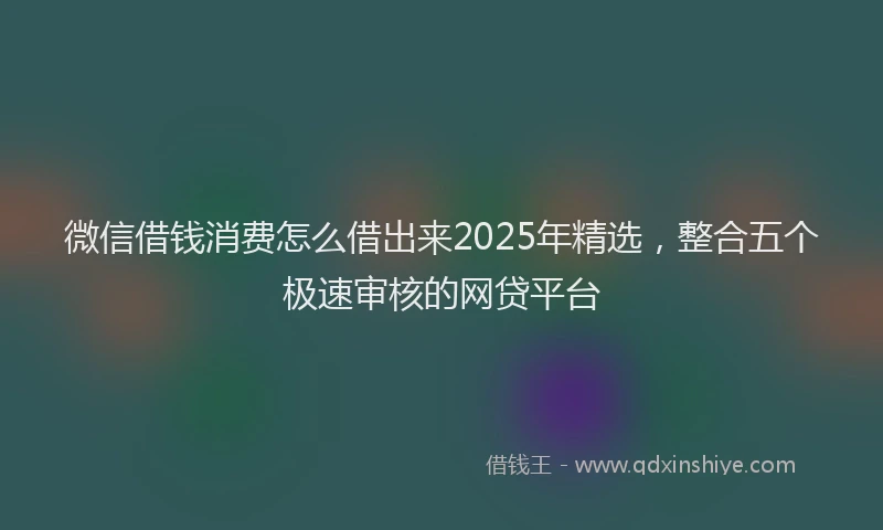 微信借钱消费怎么借出来2025年精选，整合五个极速审核的网贷平台