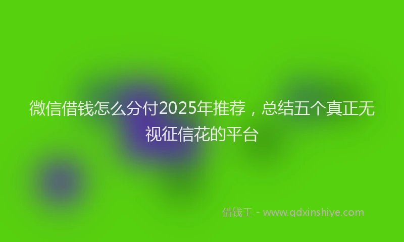 微信借钱怎么分付2025年推荐，总结五个真正无视征信花的平台