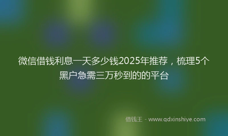 微信借钱利息一天多少钱2025年推荐，梳理5个黑户急需三万秒到的的平台