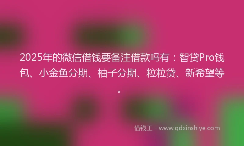 2025年的微信借钱要备注借款吗有：智贷Pro钱包、小金鱼分期、柚子分期、粒粒贷、新希望等。
