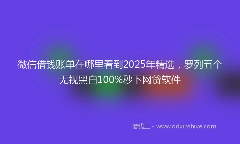 微信借钱账单在哪里看到2025年精选，罗列五个无视黑白100%秒下网贷软件