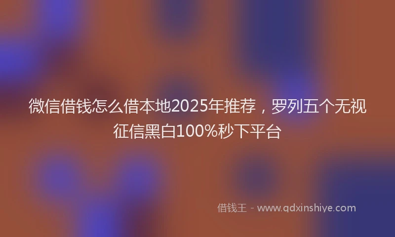 微信借钱怎么借本地2025年推荐，罗列五个无视征信黑白100%秒下平台