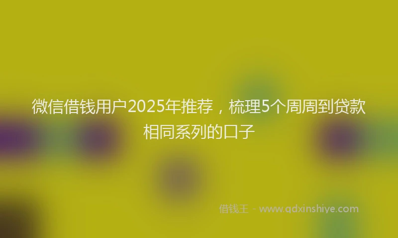 微信借钱用户2025年推荐，梳理5个周周到贷款相同系列的口子