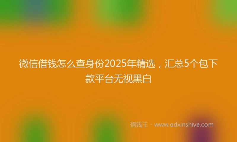 微信借钱怎么查身份2025年精选，汇总5个包下款平台无视黑白