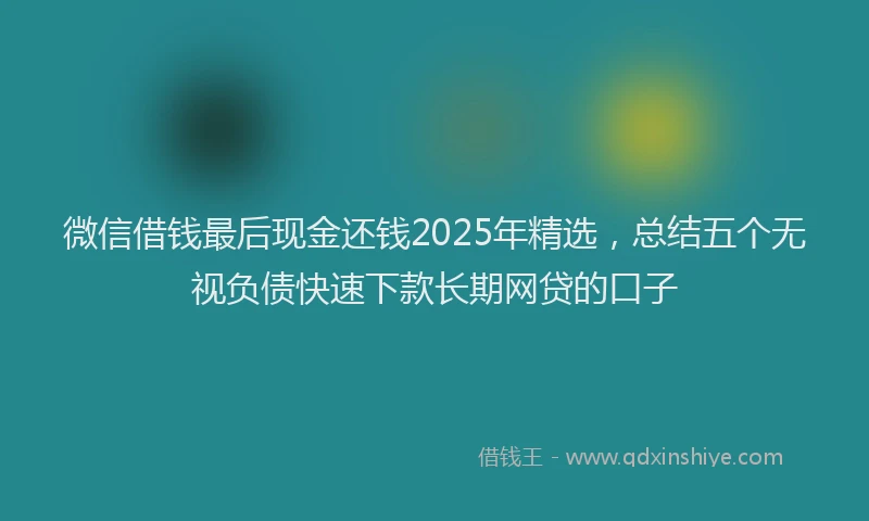 微信借钱最后现金还钱2025年精选，总结五个无视负债快速下款长期网贷的口子