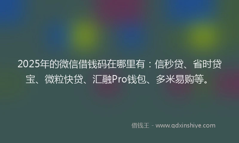 2025年的微信借钱码在哪里有：信秒贷、省时贷宝、微粒快贷、汇融Pro钱包、多米易购等。