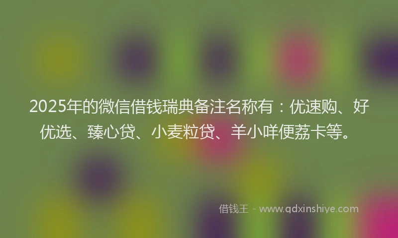 2025年的微信借钱瑞典备注名称有：优速购、好优选、臻心贷、小麦粒贷、羊小咩便荔卡等。