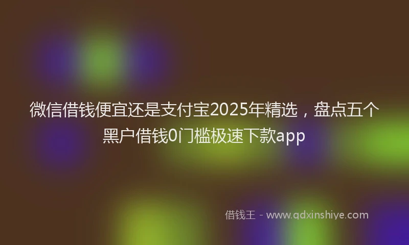 微信借钱便宜还是支付宝2025年精选，盘点五个黑户借钱0门槛极速下款app