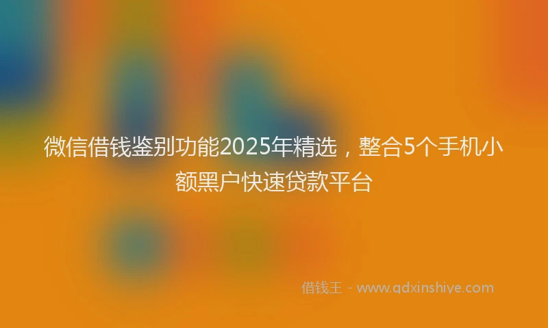 微信借钱鉴别功能2025年精选，整合5个手机小额黑户快速贷款平台