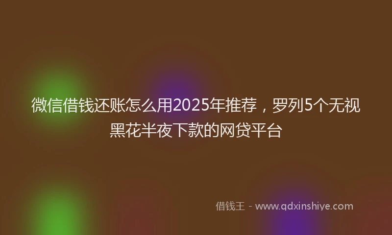 微信借钱还账怎么用2025年推荐，罗列5个无视黑花半夜下款的网贷平台
