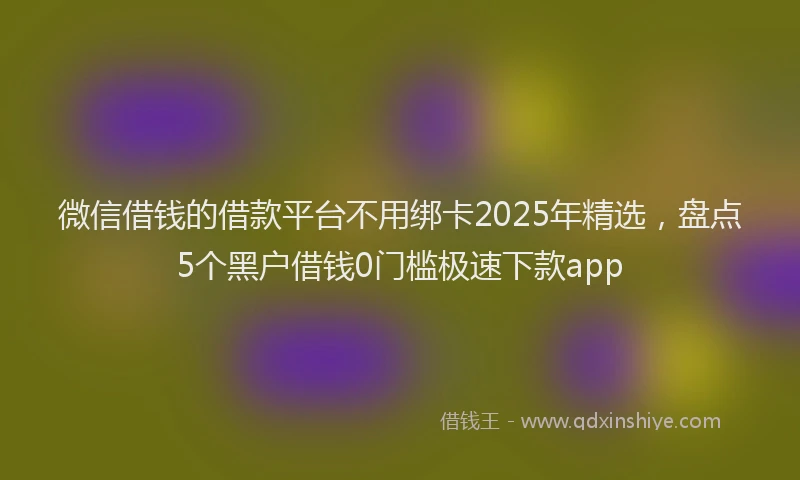 微信借钱的借款平台不用绑卡2025年精选，盘点5个黑户借钱0门槛极速下款app