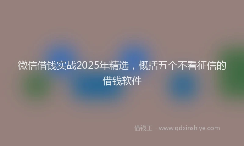 微信借钱实战2025年精选，概括五个不看征信的借钱软件