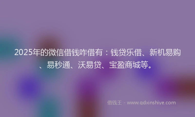 2025年的微信借钱咋借有：钱贷乐借、新机易购、易秒通、沃易贷、宝盈商城等。
