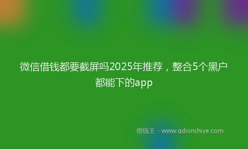 微信借钱都要截屏吗2025年推荐，整合5个黑户都能下的app