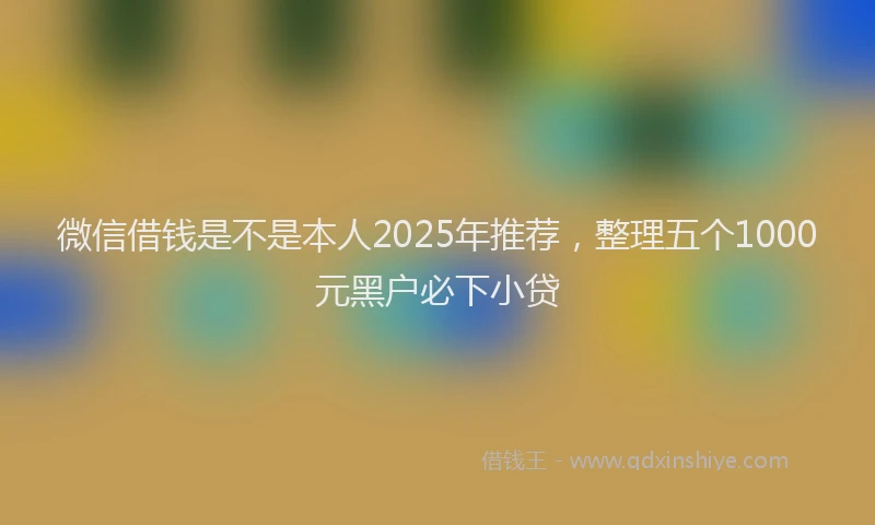 微信借钱是不是本人2025年推荐，整理五个1000元黑户必下小贷