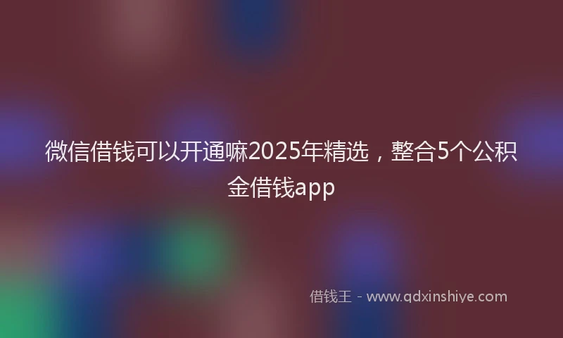 微信借钱可以开通嘛2025年精选，整合5个公积金借钱app