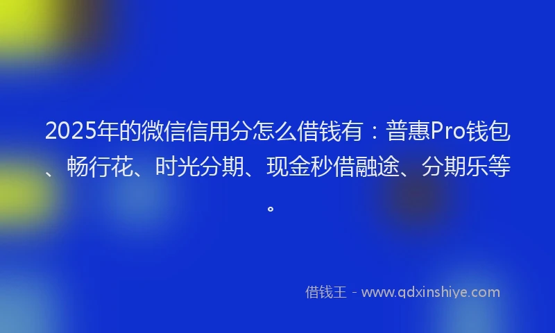 2025年的微信信用分怎么借钱有：普惠Pro钱包、畅行花、时光分期、现金秒借融途、分期乐等。