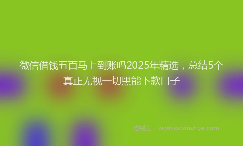 微信借钱五百马上到账吗2025年精选，总结5个真正无视一切黑能下款口子