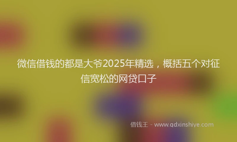 微信借钱的都是大爷2025年精选，概括五个对征信宽松的网贷口子