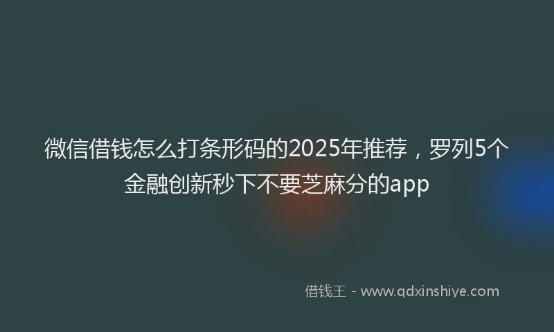 微信借钱怎么打条形码的2025年推荐，罗列5个金融创新秒下不要芝麻分的app