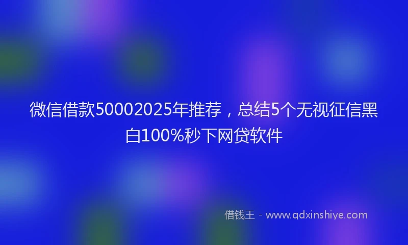 微信借款50002025年推荐，总结5个无视征信黑白100%秒下网贷软件