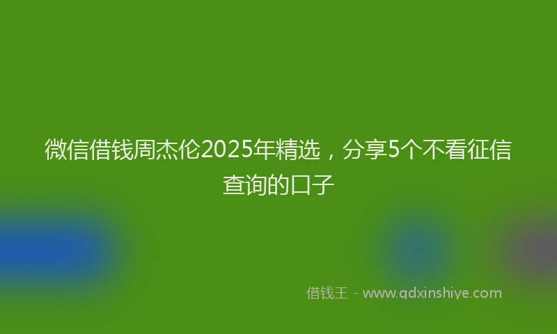 微信借钱周杰伦2025年精选，分享5个不看征信查询的口子