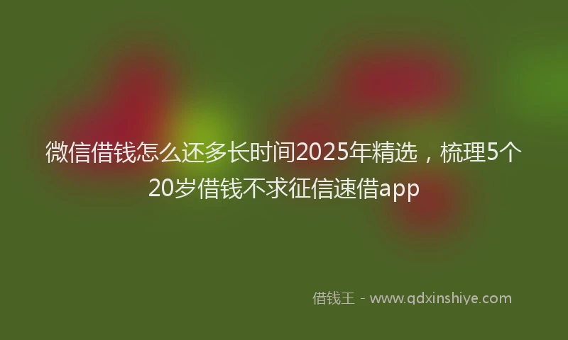 微信借钱怎么还多长时间2025年精选，梳理5个20岁借钱不求征信速借app