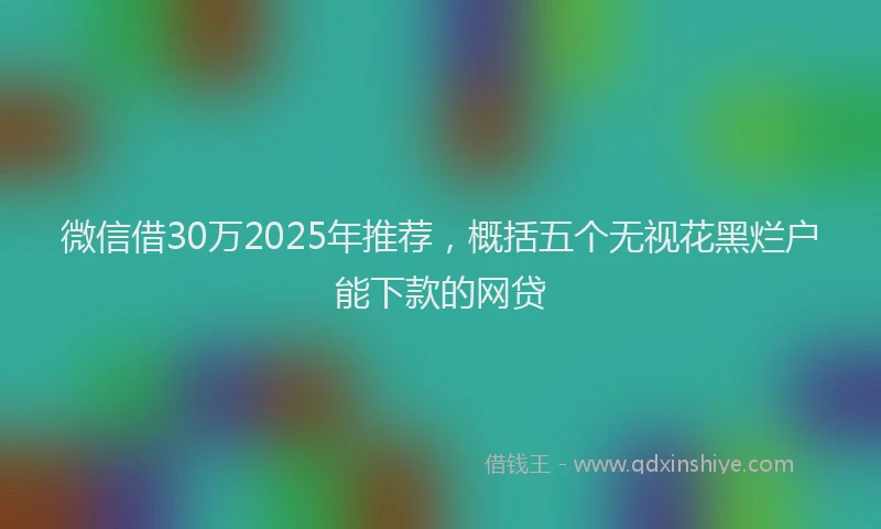 微信借30万2025年推荐，概括五个无视花黑烂户能下款的网贷