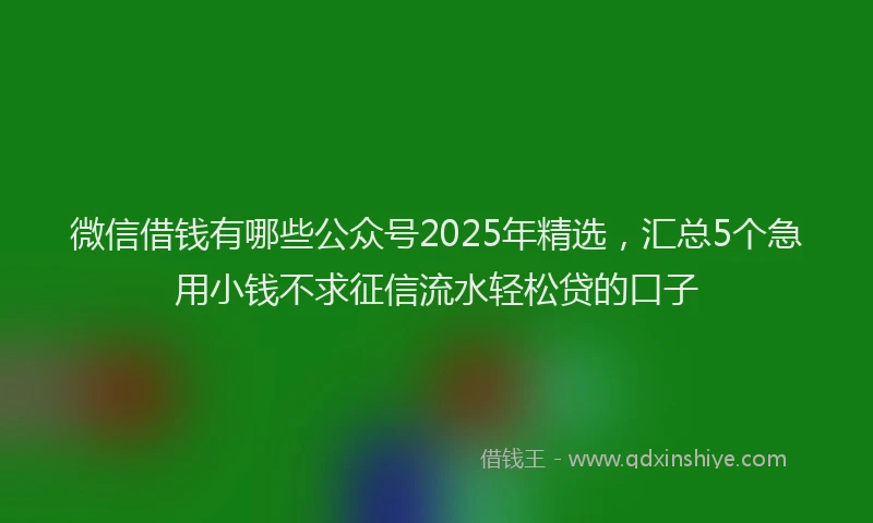 微信借钱有哪些公众号2025年精选，汇总5个急用小钱不求征信流水轻松贷的口子