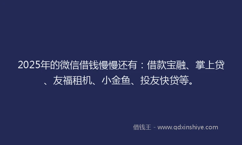 2025年的微信借钱慢慢还有：借款宝融、掌上贷、友福租机、小金鱼、投友快贷等。