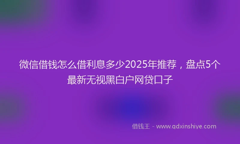 微信借钱怎么借利息多少2025年推荐，盘点5个最新无视黑白户网贷口子