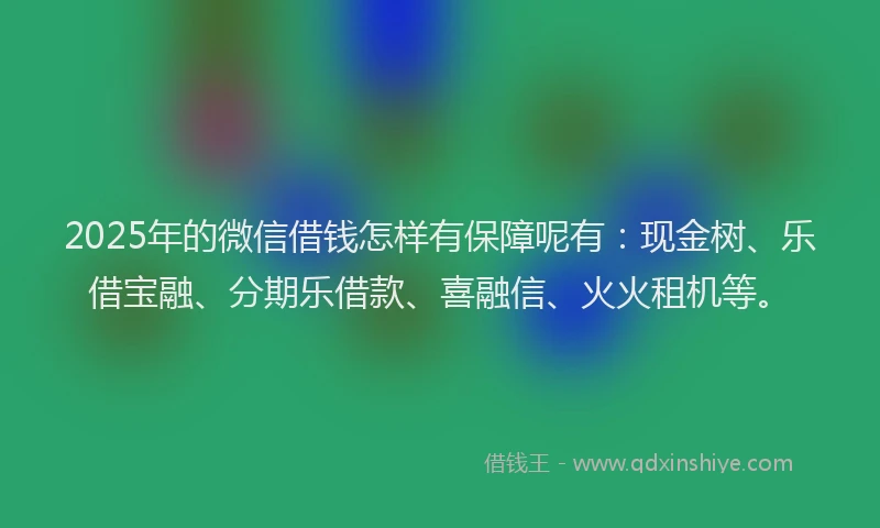 2025年的微信借钱怎样有保障呢有：现金树、乐借宝融、分期乐借款、喜融信、火火租机等。