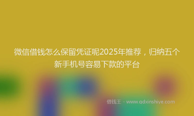微信借钱怎么保留凭证呢2025年推荐，归纳五个新手机号容易下款的平台