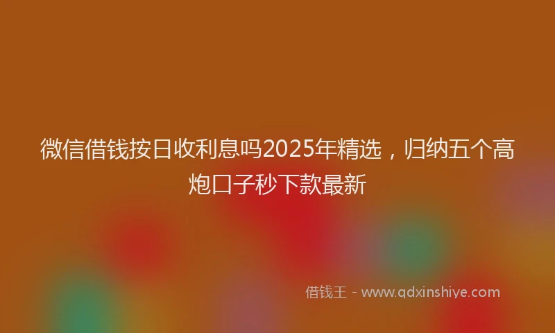 微信借钱按日收利息吗2025年精选，归纳五个高炮口子秒下款最新