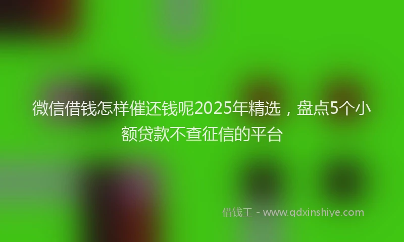 微信借钱怎样催还钱呢2025年精选，盘点5个小额贷款不查征信的平台