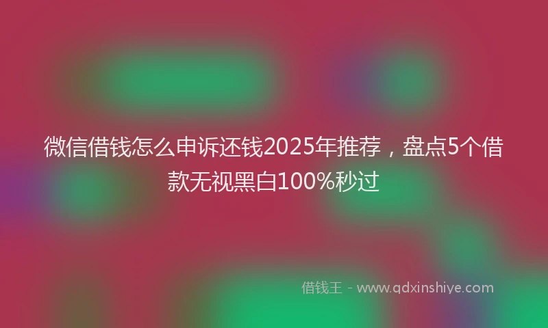 微信借钱怎么申诉还钱2025年推荐，盘点5个借款无视黑白100%秒过
