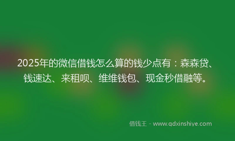 2025年的微信借钱怎么算的钱少点有：森森贷、钱速达、来租呗、维维钱包、现金秒借融等。