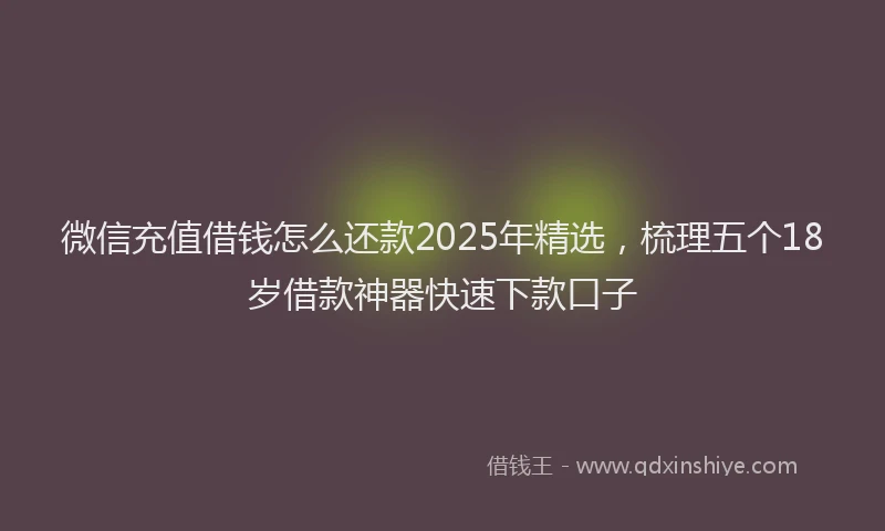 微信充值借钱怎么还款2025年精选，梳理五个18岁借款神器快速下款口子