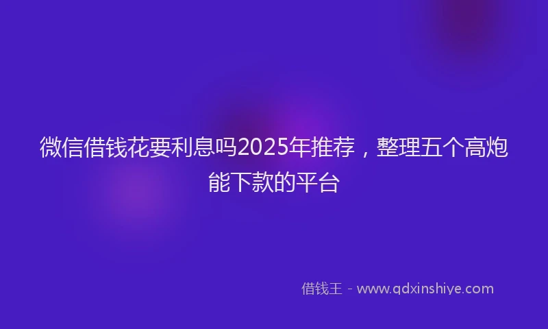 微信借钱花要利息吗2025年推荐，整理五个高炮能下款的平台
