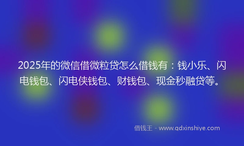 2025年的微信借微粒贷怎么借钱有：钱小乐、闪电钱包、闪电侠钱包、财钱包、现金秒融贷等。