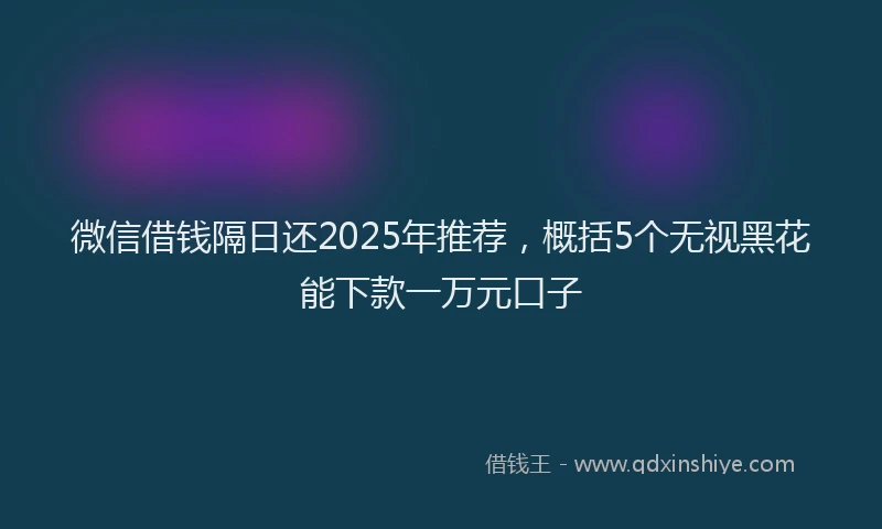 微信借钱隔日还2025年推荐，概括5个无视黑花能下款一万元口子