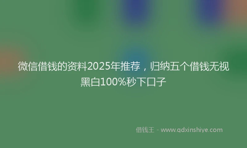 微信借钱的资料2025年推荐，归纳五个借钱无视黑白100%秒下口子