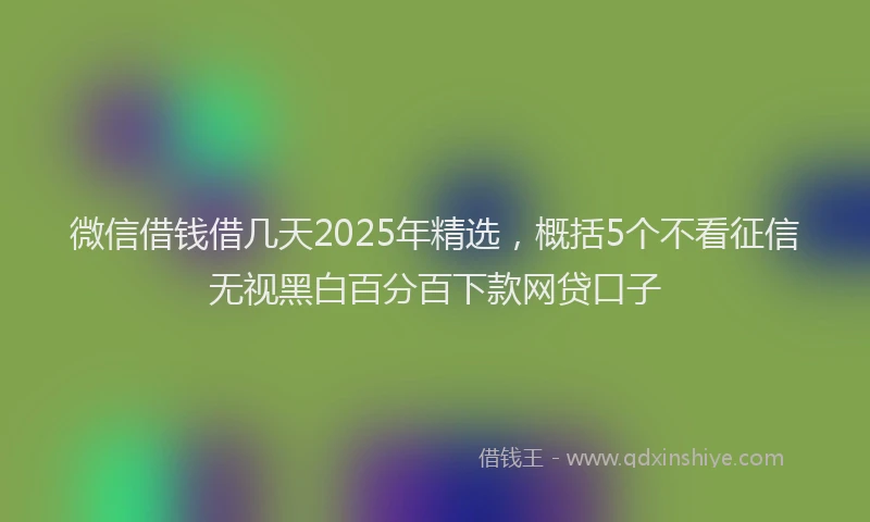 微信借钱借几天2025年精选，概括5个不看征信无视黑白百分百下款网贷口子