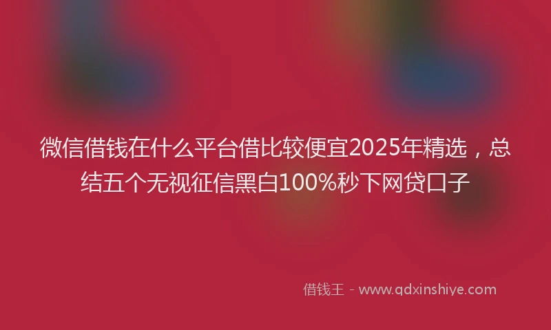 微信借钱在什么平台借比较便宜2025年精选，总结五个无视征信黑白100%秒下网贷口子