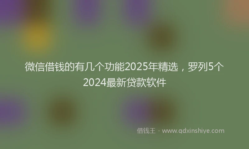 微信借钱的有几个功能2025年精选，罗列5个2024最新贷款软件
