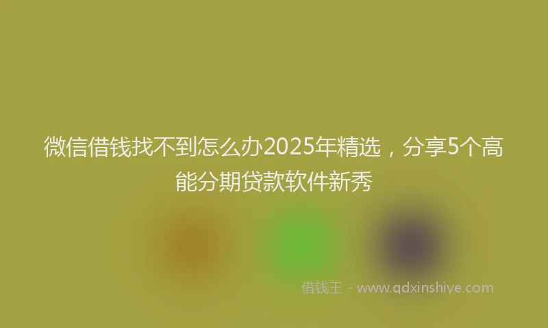 微信借钱找不到怎么办2025年精选，分享5个高能分期贷款软件新秀