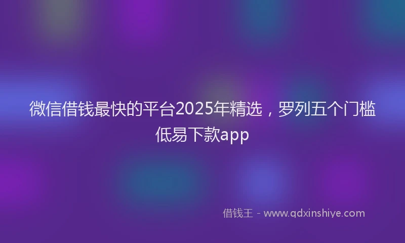 微信借钱最快的平台2025年精选，罗列五个门槛低易下款app